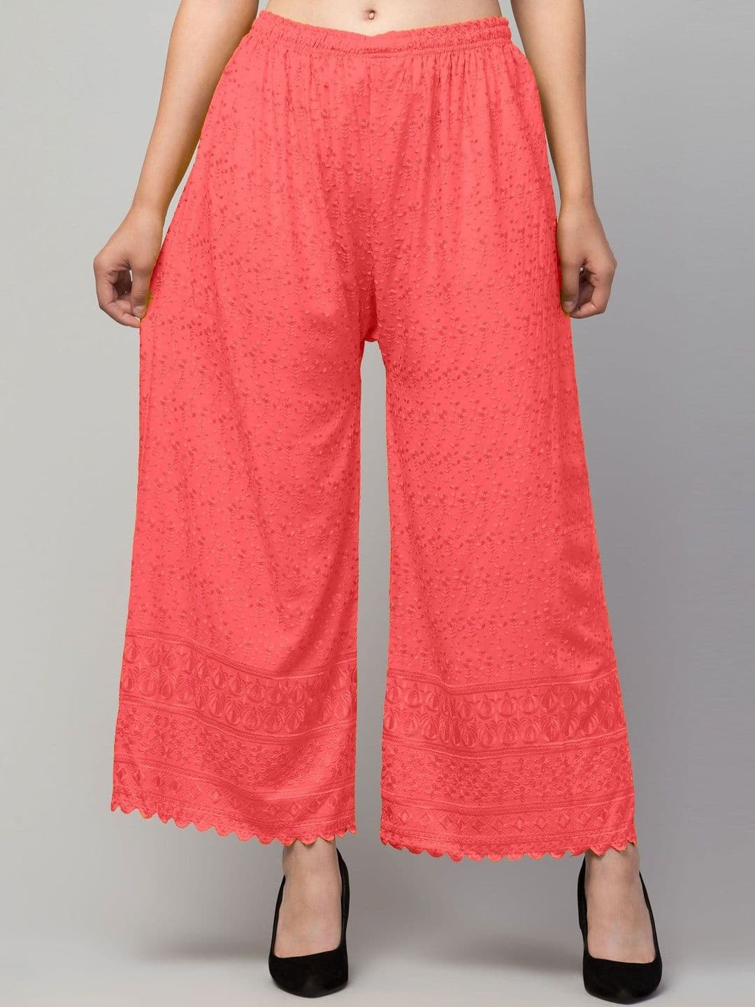 SHAUKIYA Women Embroidered Flared Knitted Ethnic Palazzos - view 1
