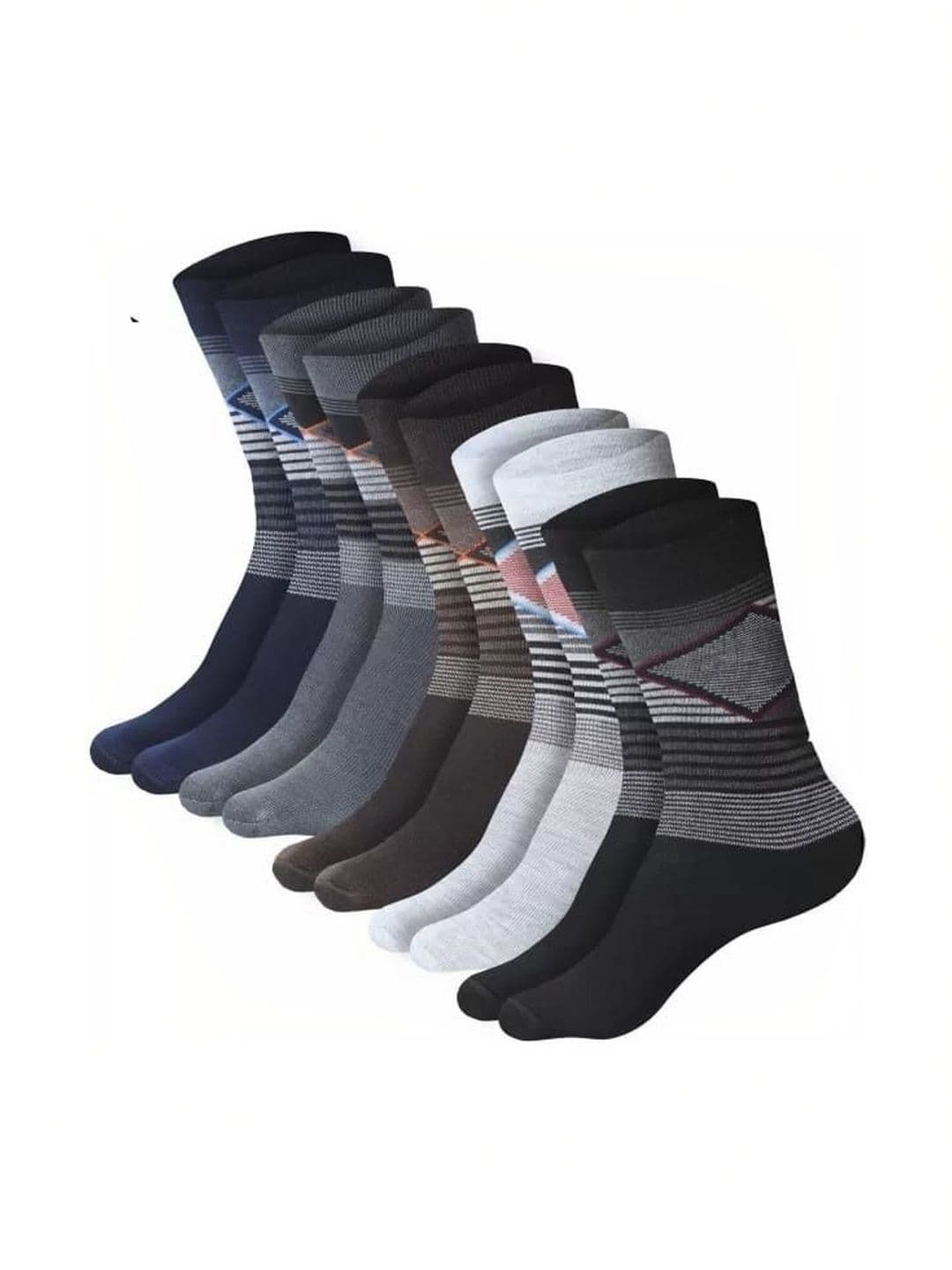 GARUN Men Pack of 5 Cotton Blend Patterned Calf Length Socks - view 1