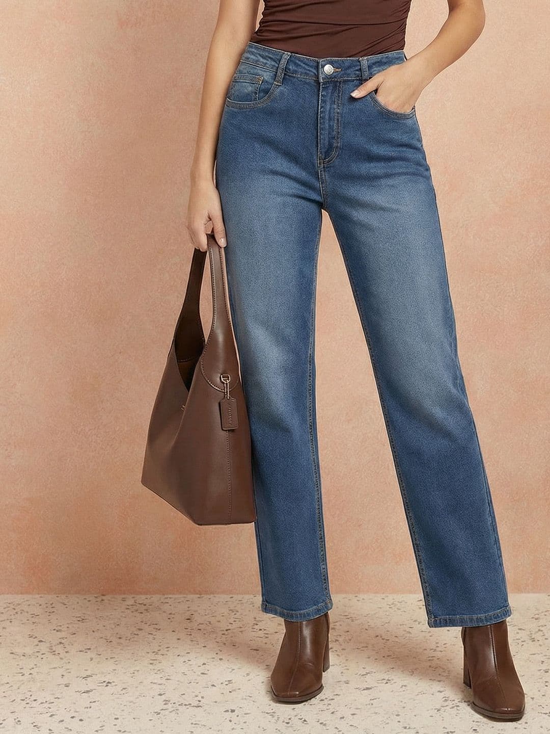 all about you Women Straight Fit Mid-Rise Light Fade Stretchable Jeans - view 1
