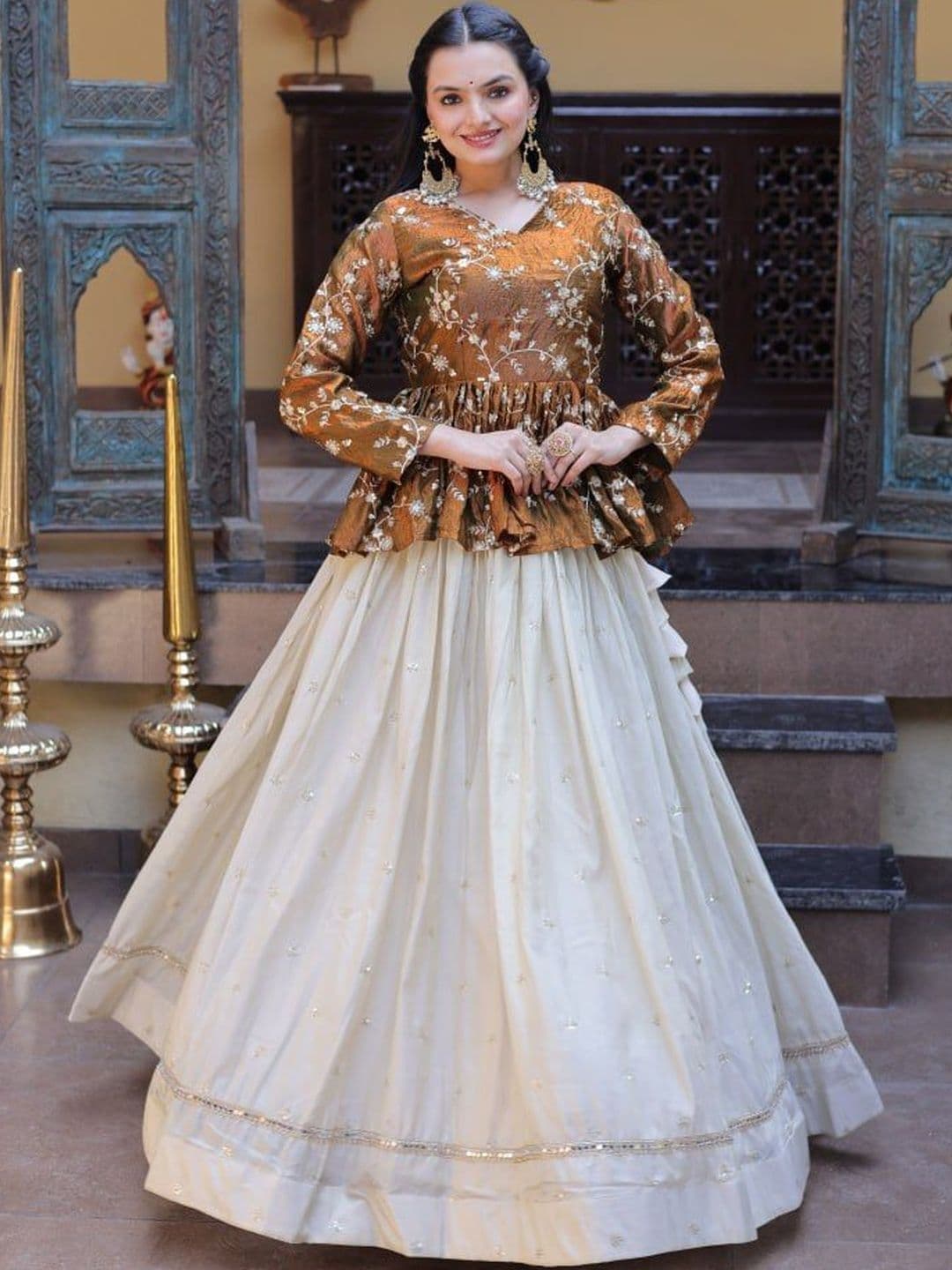Livewear Embroidered Sequinned Ready to Wear Lehenga & - view 1