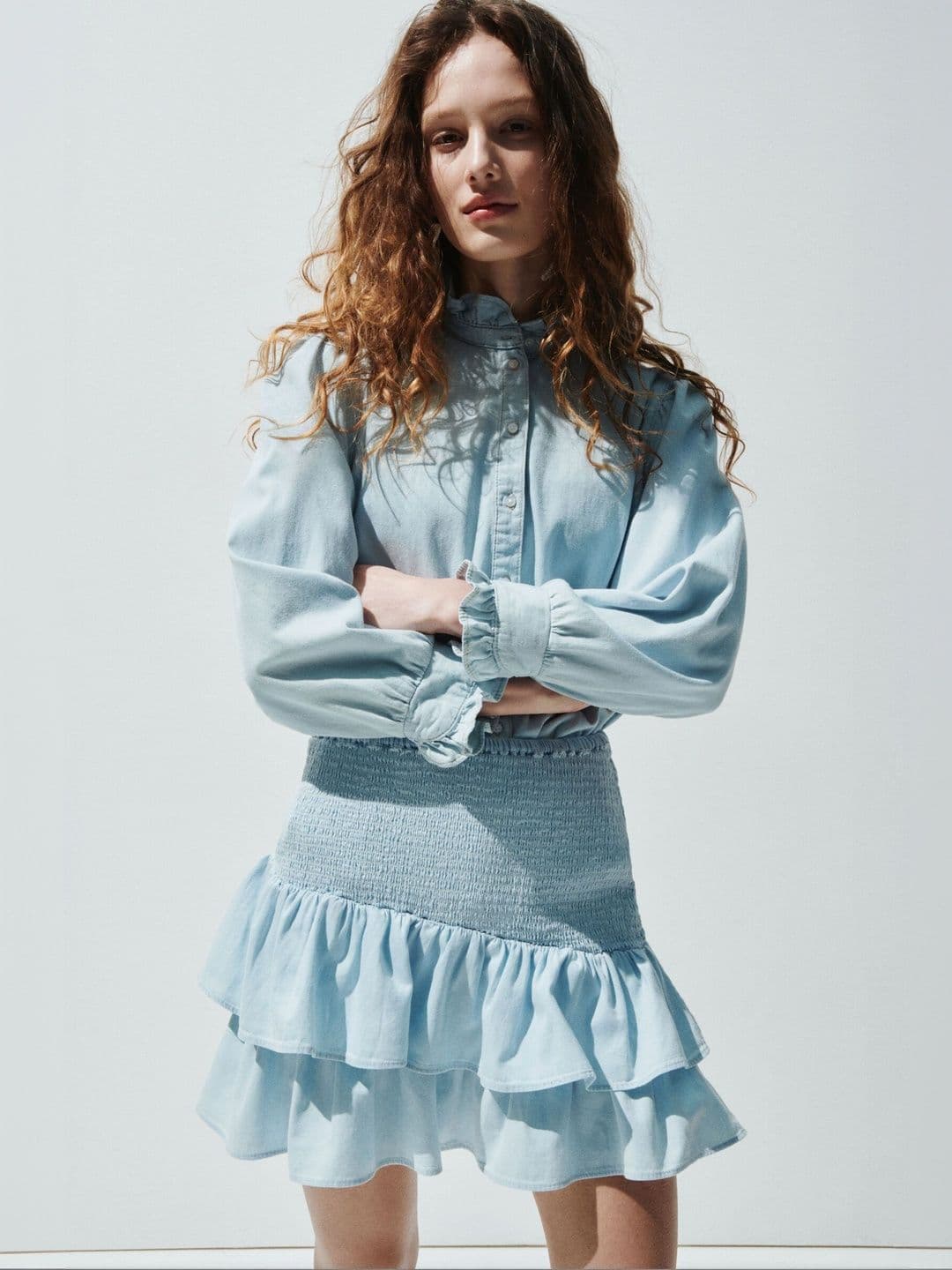 H&M Smocked Denim Skirt - view 1