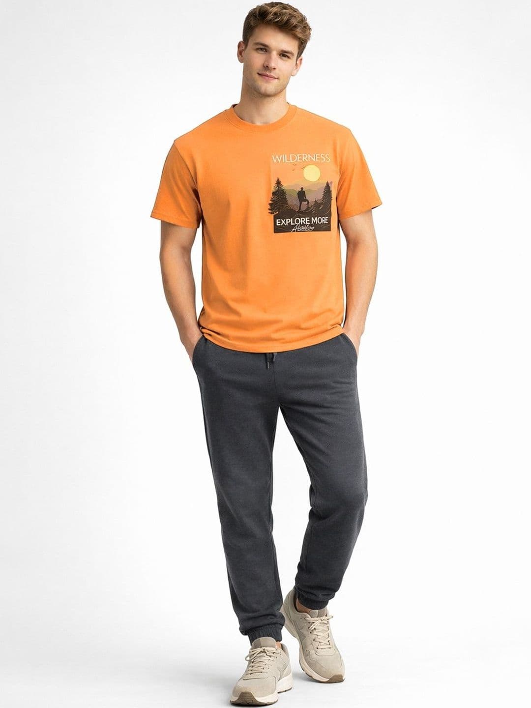 The Roadster Lifestyle Co Printed Pure Cotton Round Neck Tshirt - view 1
