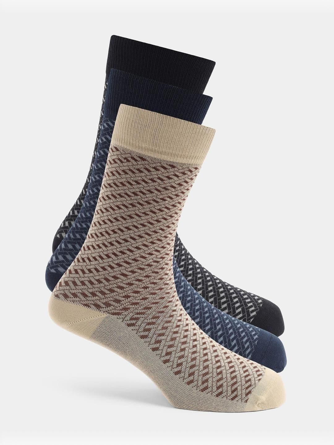 Blackberrys Men Pack of 3 Cotton Assorted Patterned Calf Length Socks - view 1