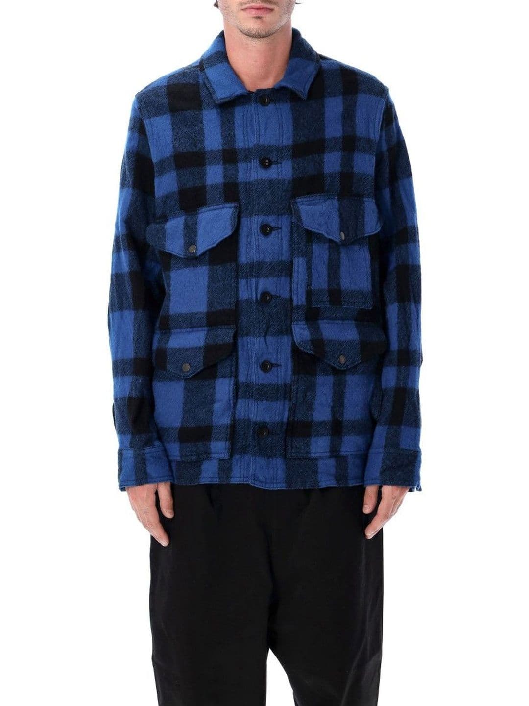 Junya Watanabe Blue Check Zip Front Shirt Jacket - view 1