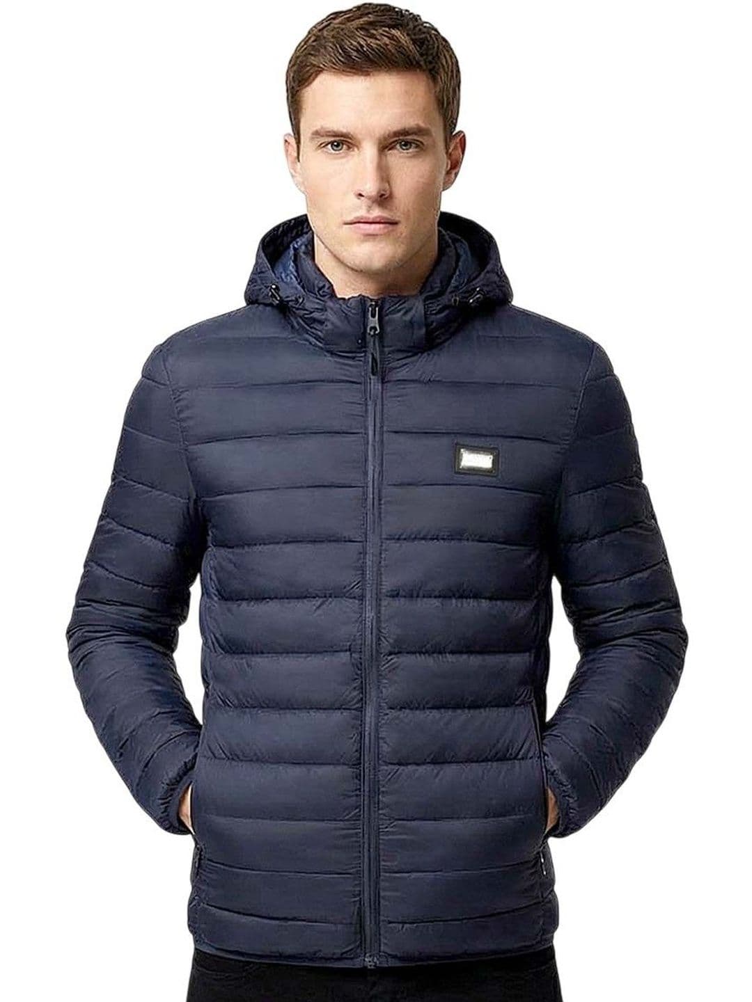 Cavalli Class Navy Blue Logo Patch Puffer Jacket - view 1