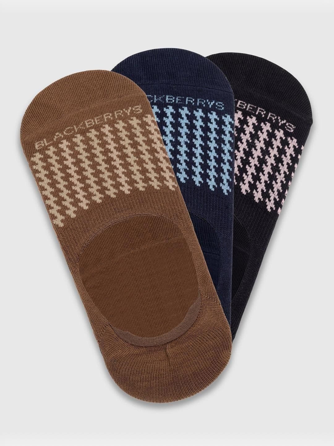 Blackberrys Men Pack of 3 Cotton Assorted Patterned Shoe Liners Socks - view 1