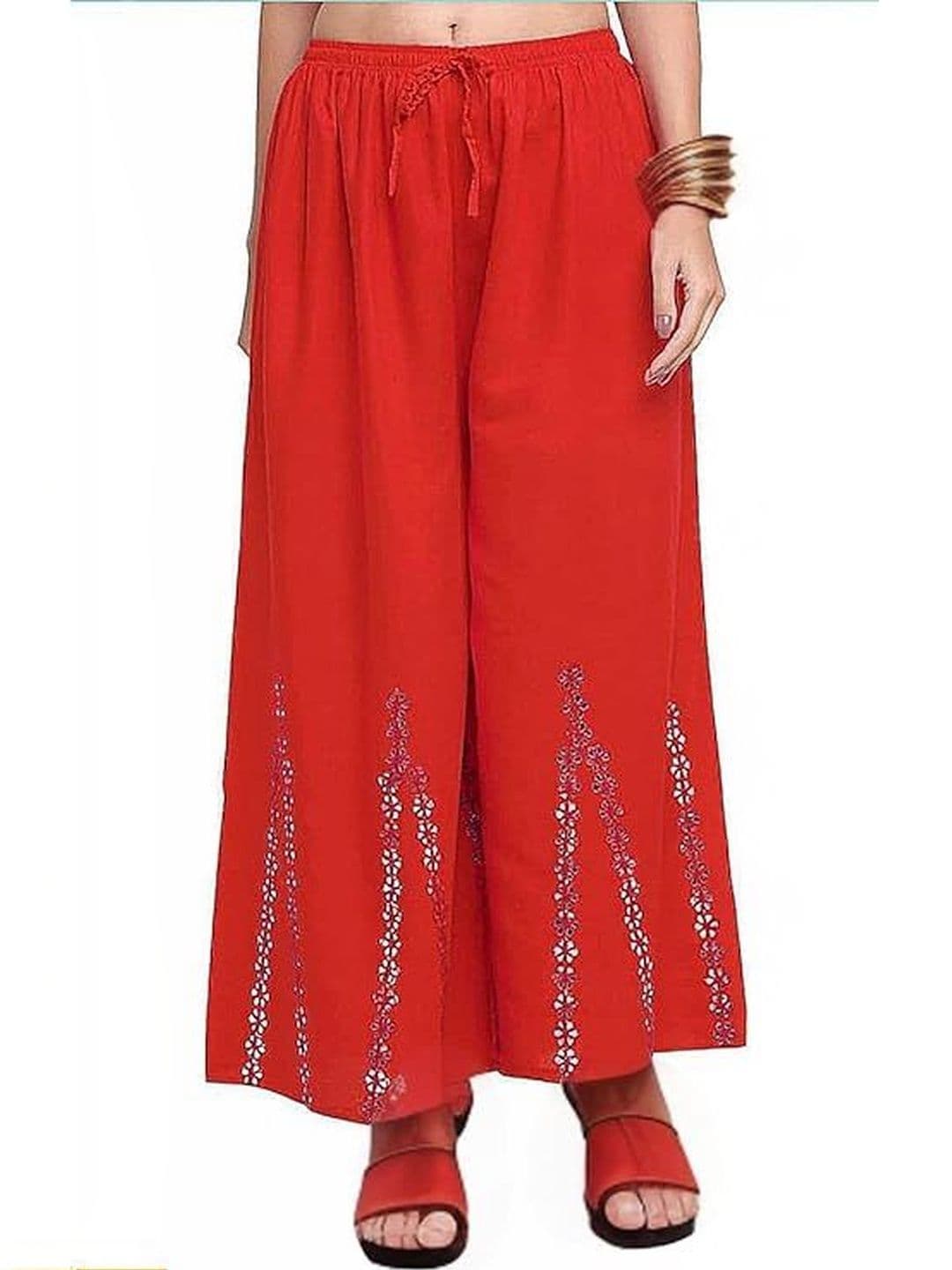 Thrifty Thread Women Floral Printed Flared Knitted Cropped Ethnic Palazzos - view 1