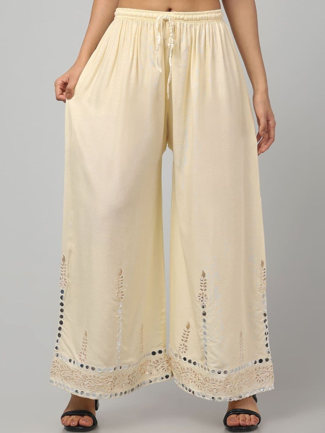 SHAUKIYA Women Embellished Flared Knitted Ethnic Palazzos - view 1