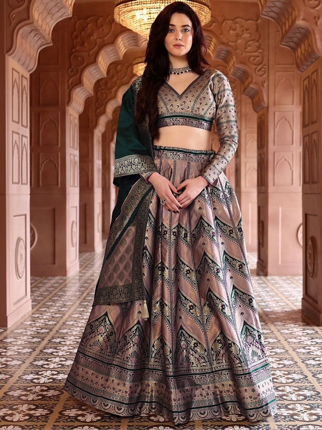 HOUSE OF PURVAJA Semi-Stitched Lehenga & Blouse With Dupatta - view 1