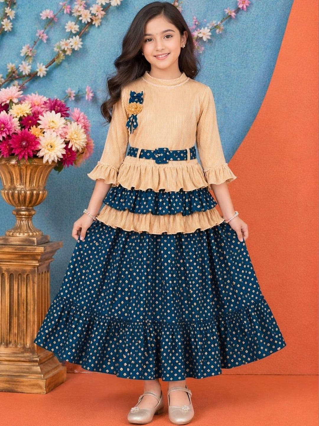 KALINI Girls Embellished Ready to Wear Lehenga & - view 1