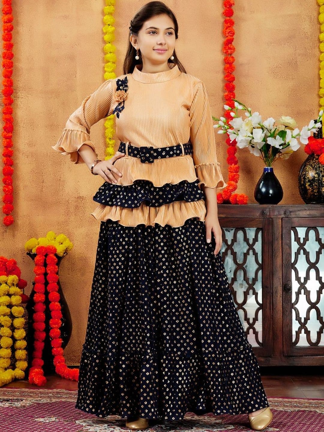 Aarika Girls Embellished Ready to Wear Lehenga & - view 1