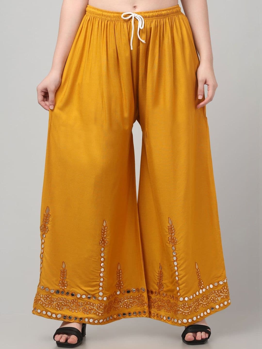 SHAUKIYA Women Embellished Flared Knitted Ethnic Palazzos - view 1