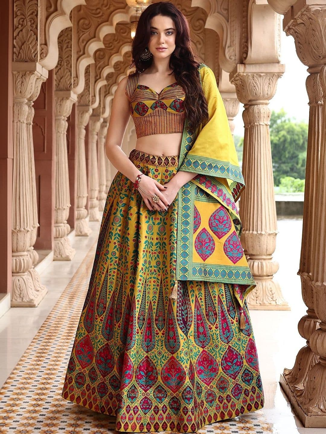 HOUSE OF PURVAJA Embellished Ready to Wear Lehenga & Blouse With Dupatta - view 1