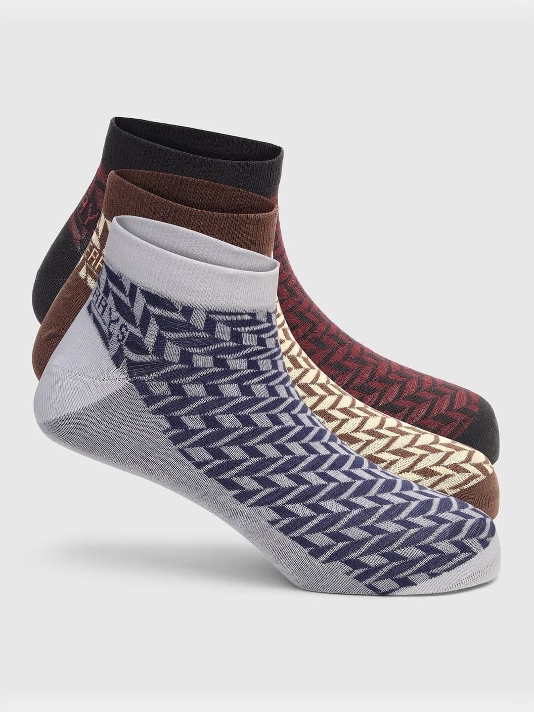 Blackberrys Men Pack of 3 Cotton Assorted Patterned Ankle Length Socks - view 1