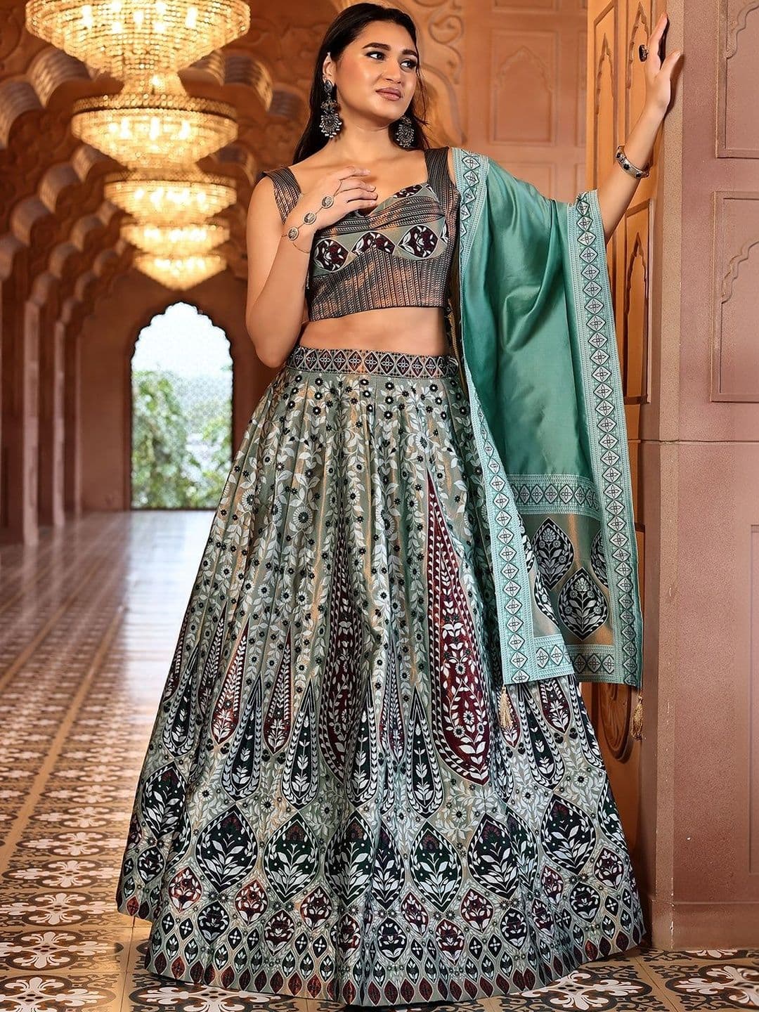 HOUSE OF PURVAJA Semi-Stitched Lehenga & Blouse With Dupatta - view 1