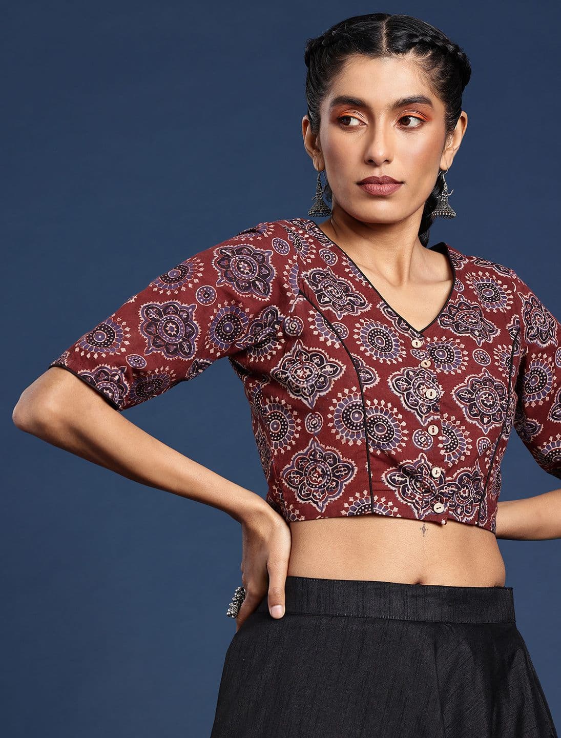 Taavi Hand Block Printed Cotton Non Paded Without Lining Blouse - view 1