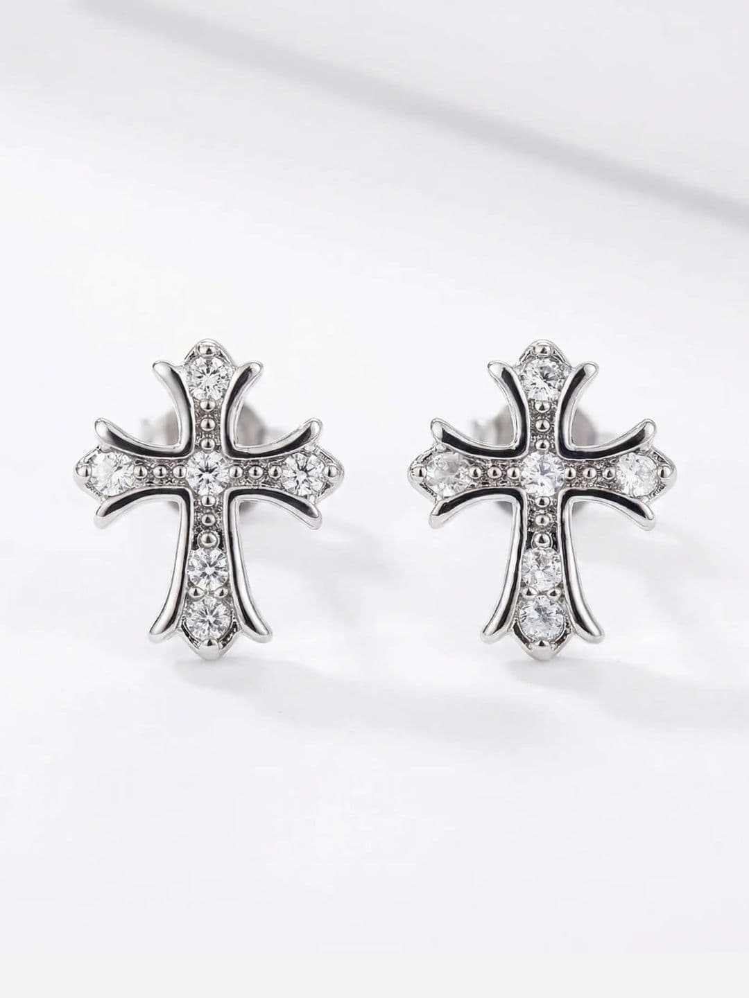 StyleCast x Revolte Men Silver-Plated Artificial Stones Studded Quirky Shaped Studs