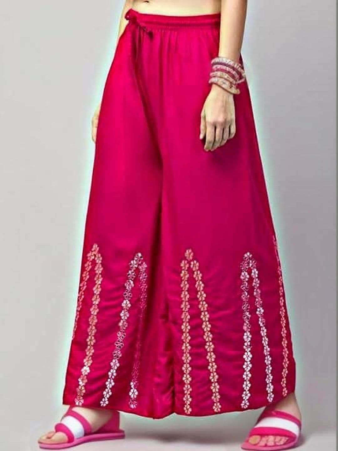Thrifty Thread Women Embellished Flared Knitted Ethnic Palazzos - view 1