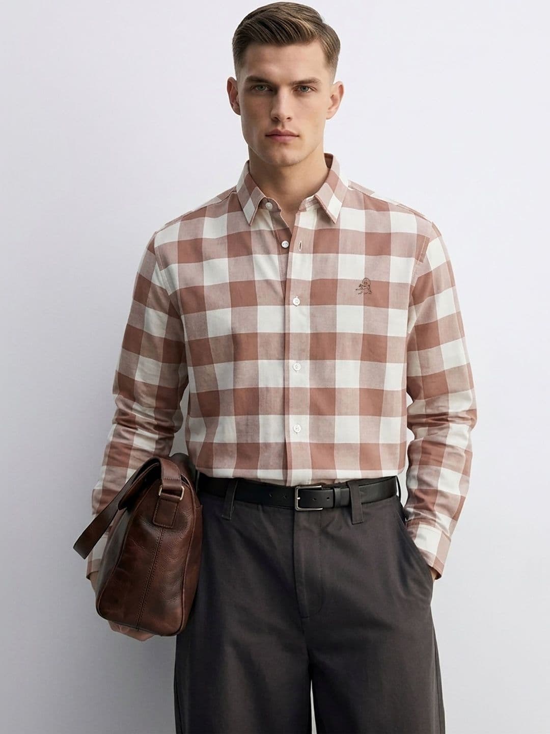 MISCHIEF MONKEY Men Classic Checked Casual Shirt - view 1