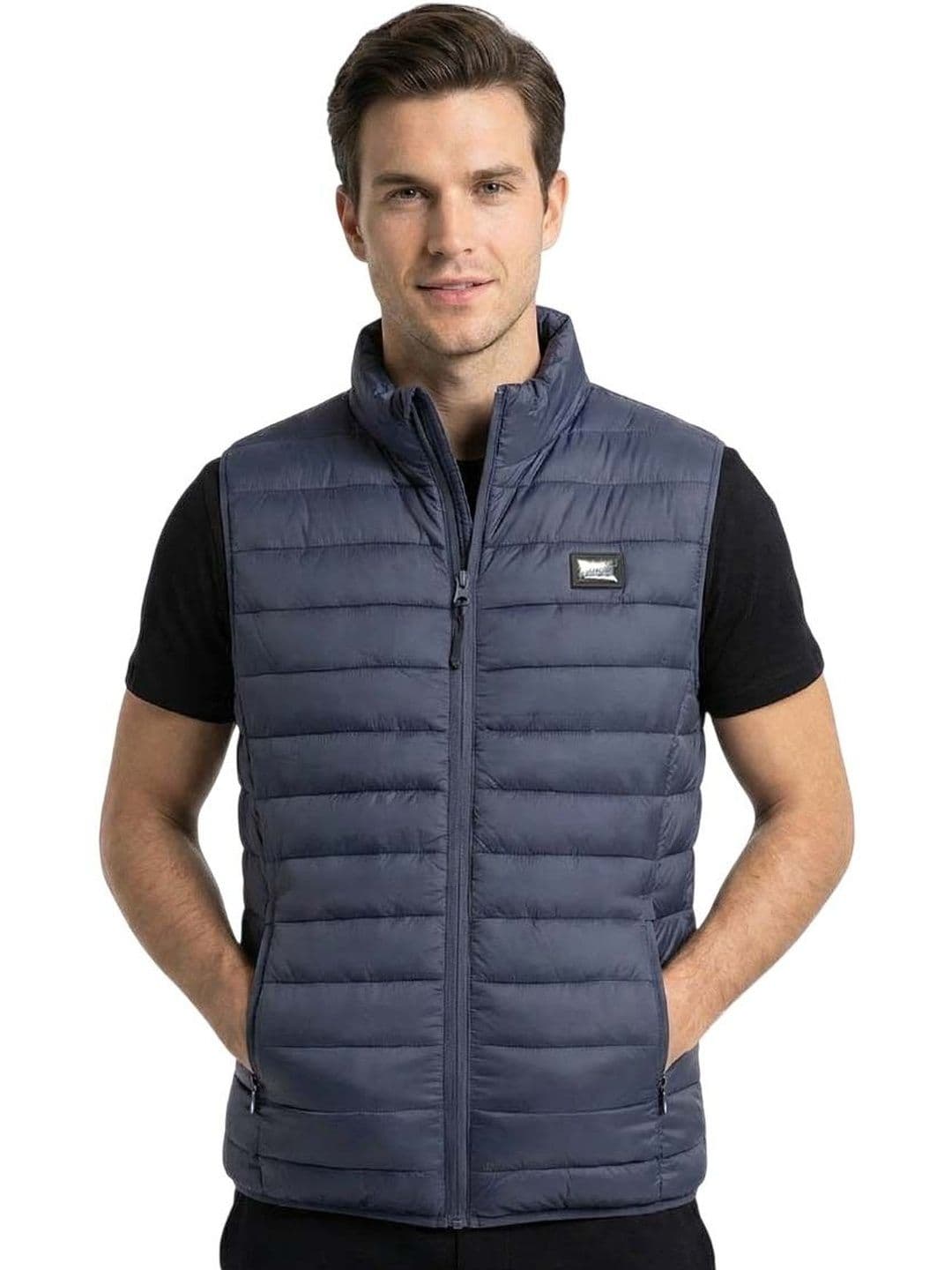Cavalli Class Navy Blue Logo Quilted Vest - view 1
