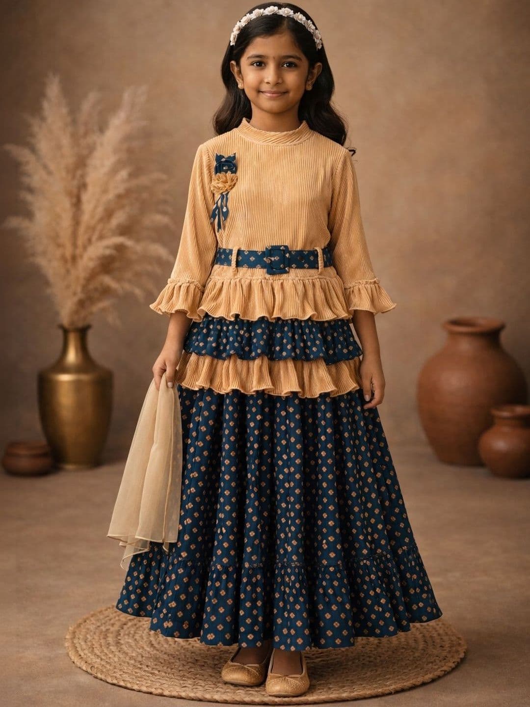 BAESD Girls Embellished Ready to Wear Lehenga & Blouse With Dupatta - view 1
