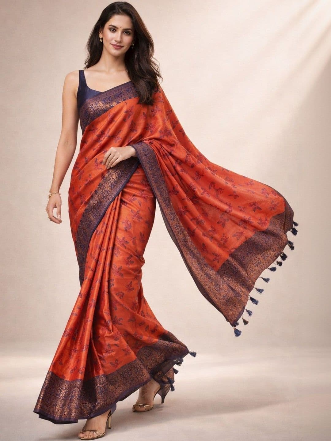 HERE&NOW Ethnic Motifs Zari Silk Blend Banarasi Saree - view 1