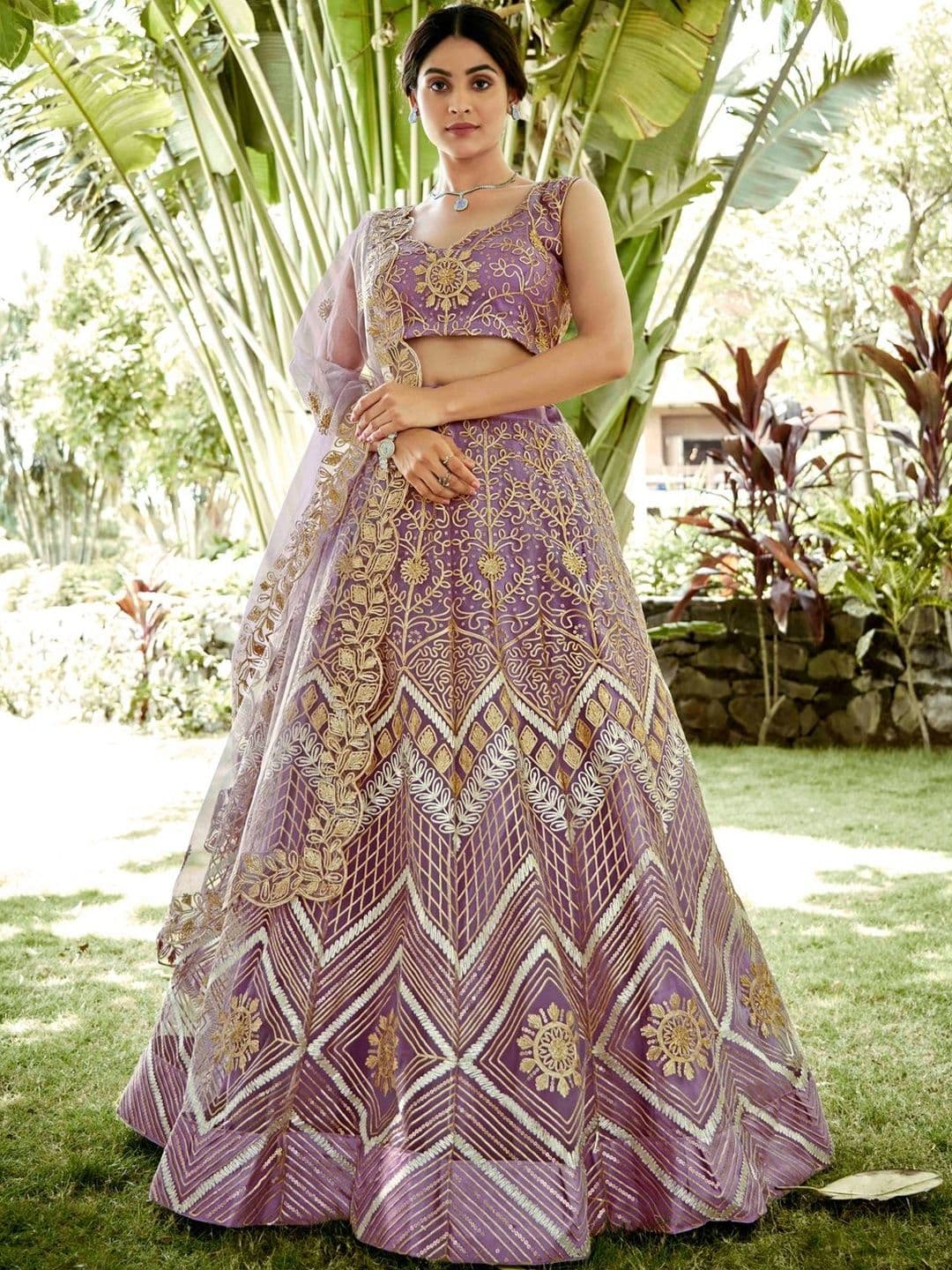 Warthy Ent Embroidered Semi-Stitched Lehenga & Blouse With Dupatta - view 1