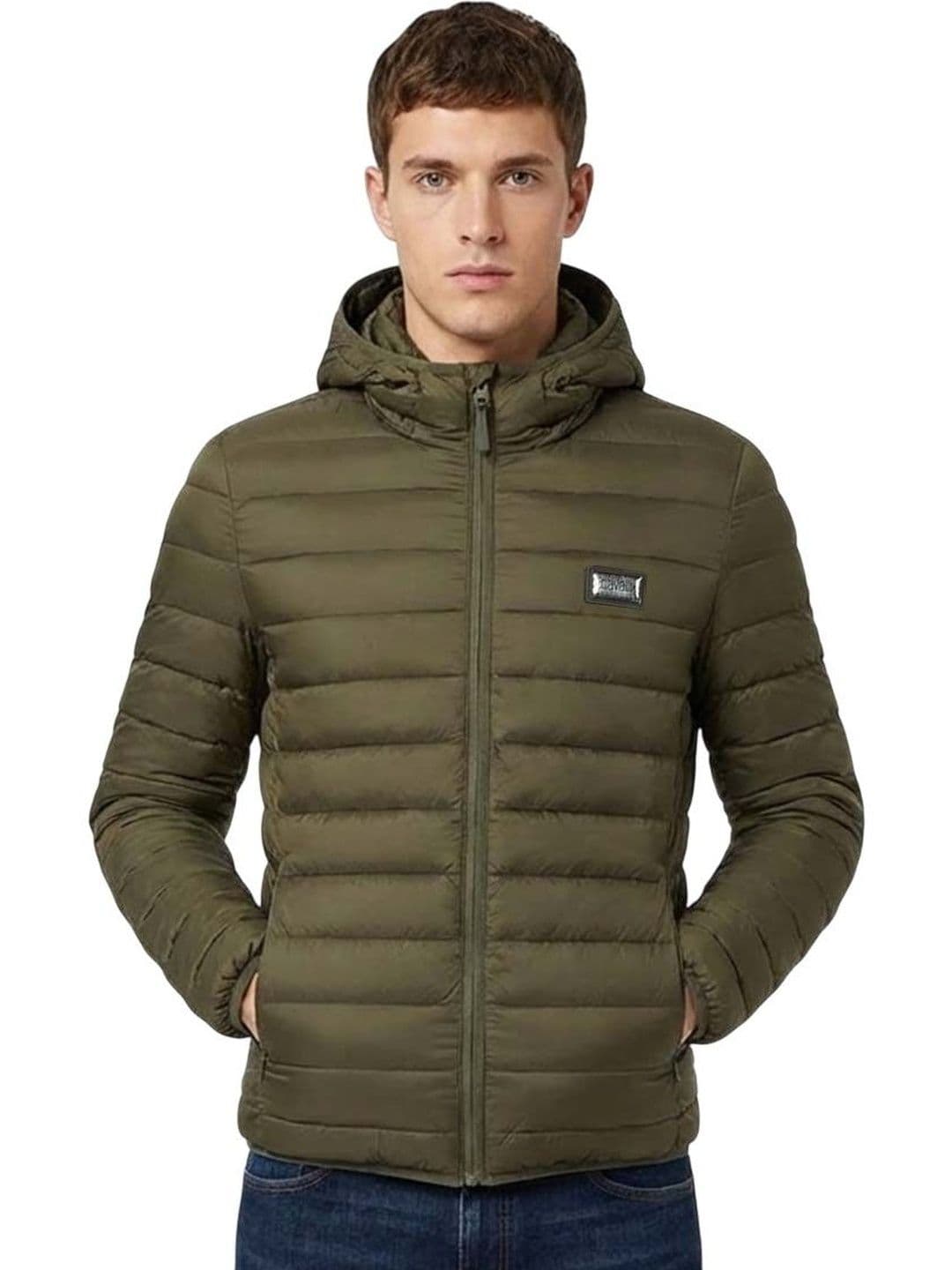 Cavalli Class Olive Logo Hooded Puffer Jacket - view 1