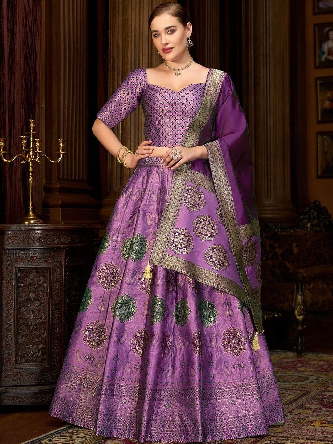 HOUSE OF PURVAJA Semi-Stitched Lehenga & Blouse With Dupatta - view 1