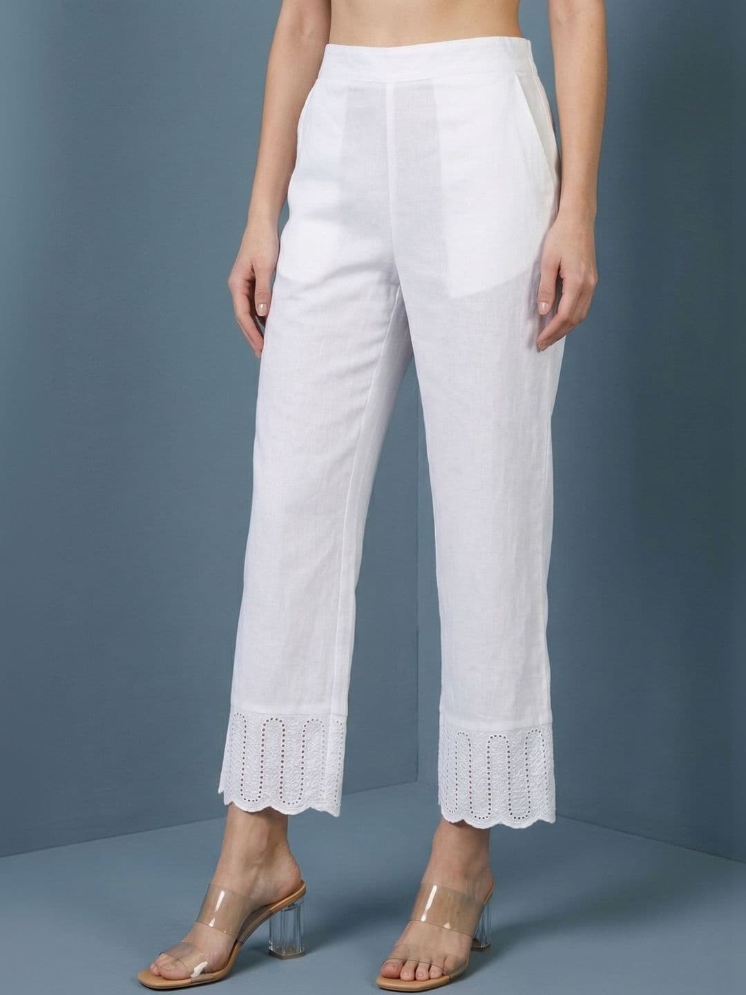 AURELIA Women Embroidered Cropped Ethnic Palazzos - view 1