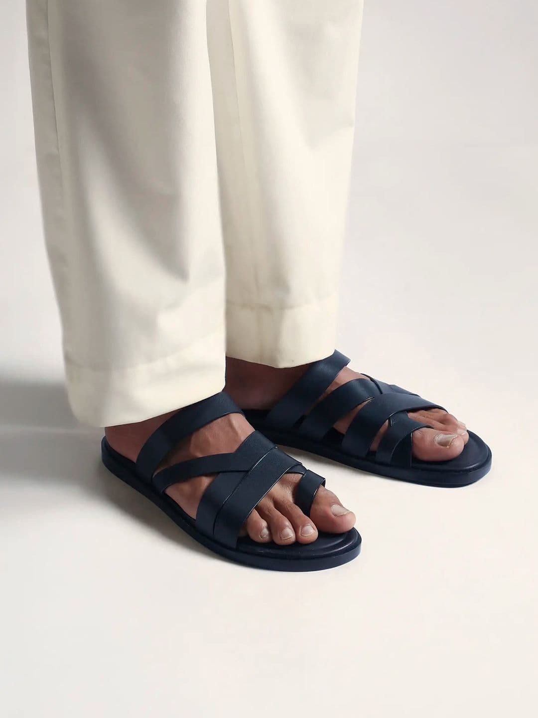 RARE RABBIT Men Soho Primary Navy Leather Comfort Sandals - view 1