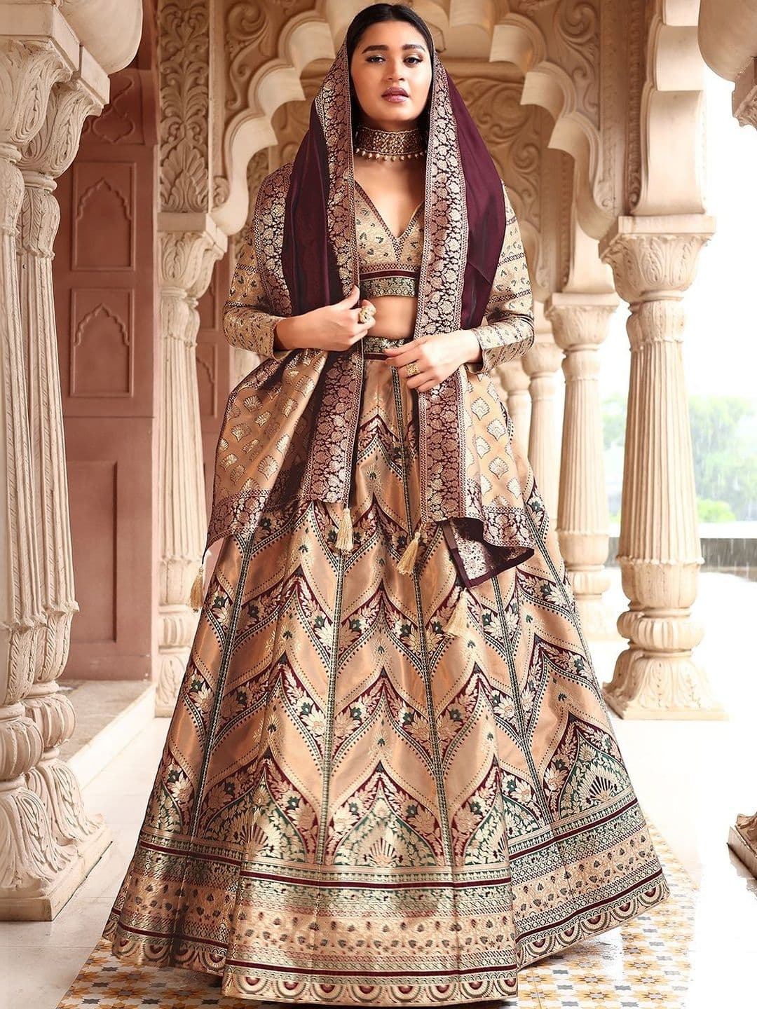 HOUSE OF PURVAJA Semi-Stitched Lehenga & Blouse With Dupatta - view 1