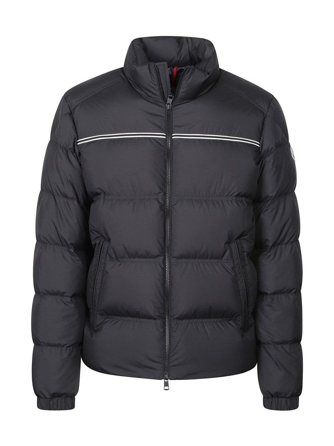 Moncler Black Stand Collar Logo Puffer Jacket - view 1