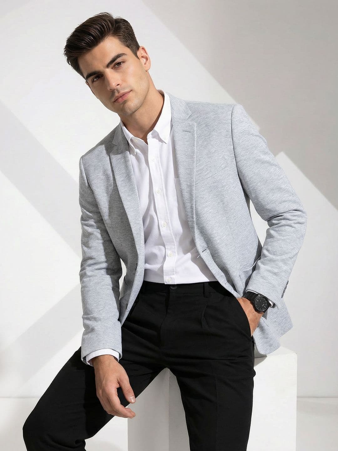 INVICTUS Notched Lapel Single Breasted Formal Blazer