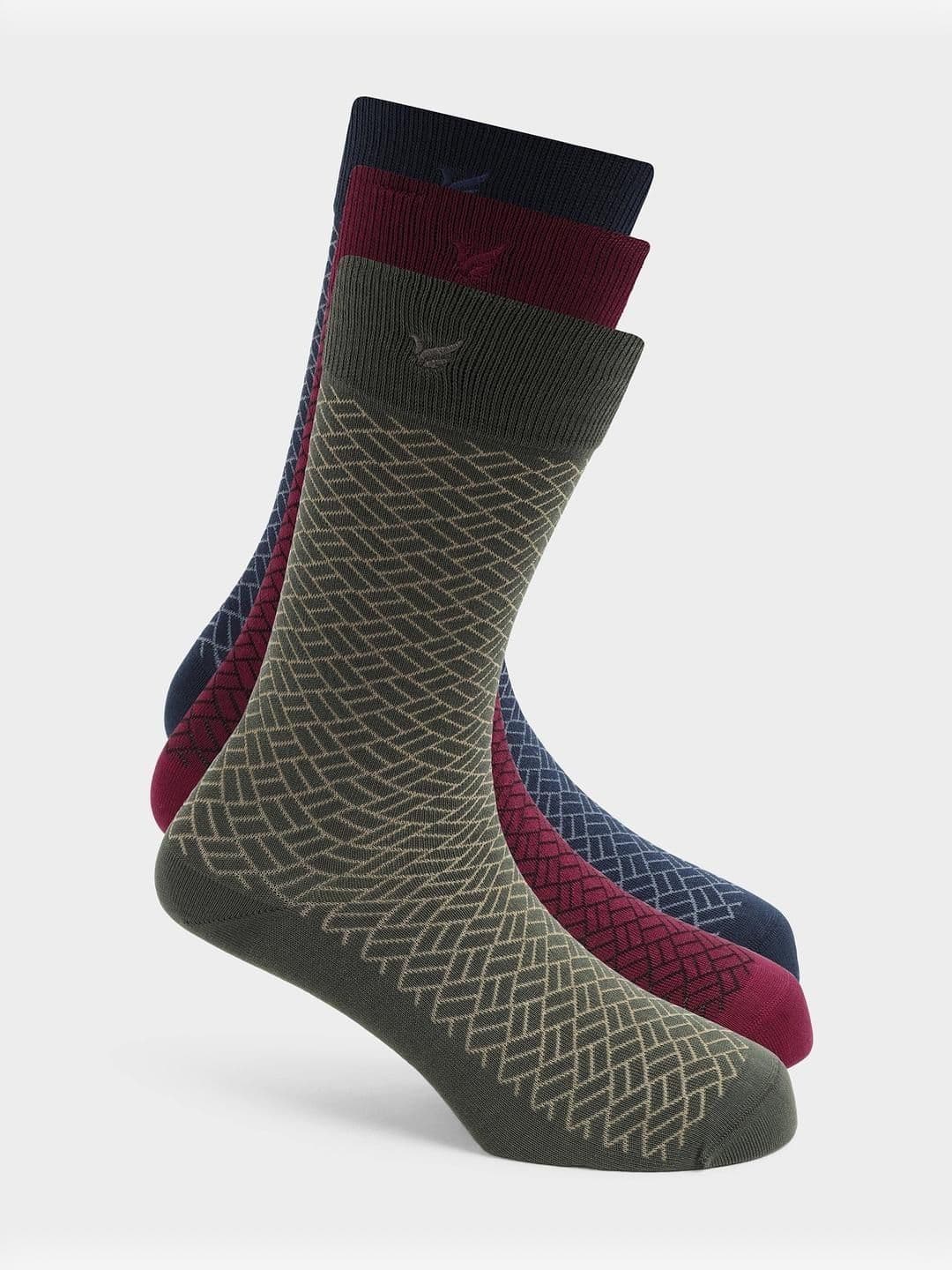 Blackberrys Men Pack of 3 Cotton Assorted Patterned Calf Length Socks - view 1