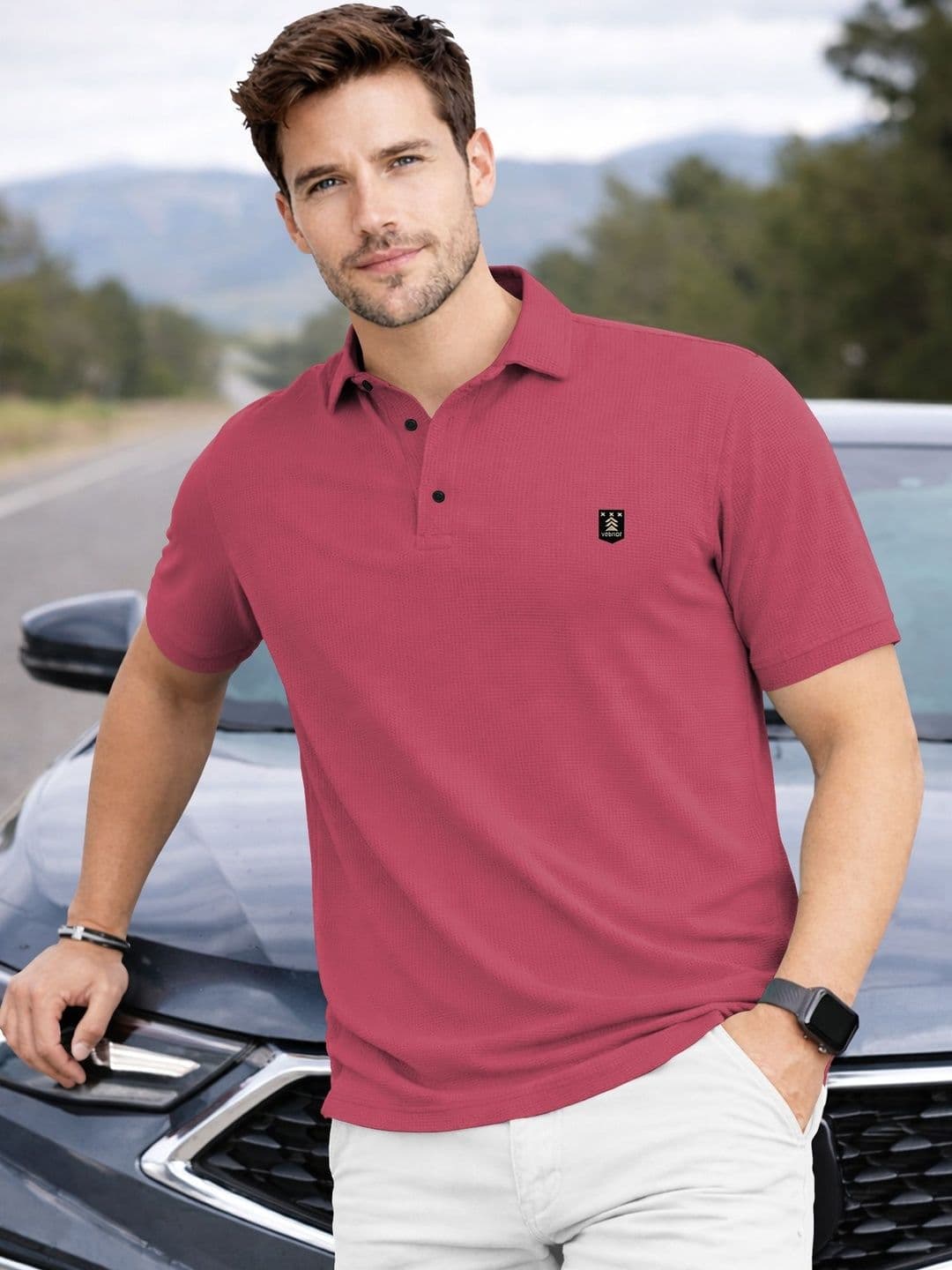 VeBNoR Men Polo Collar T-shirt