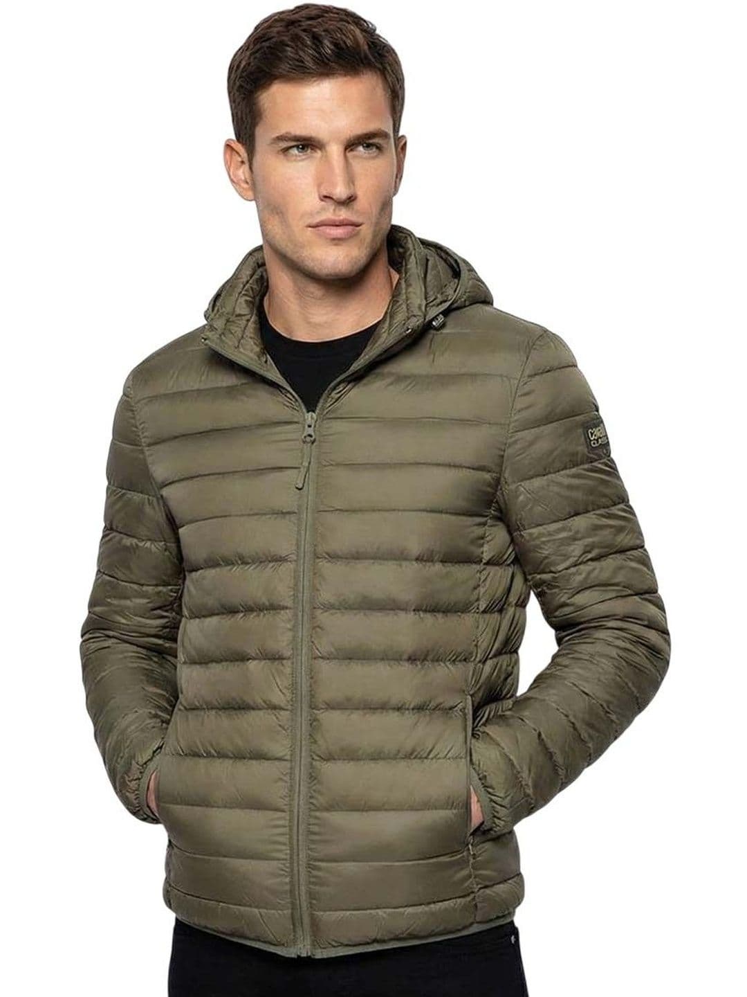 Cavalli Class Olive Logo Quilted Jacket - view 1