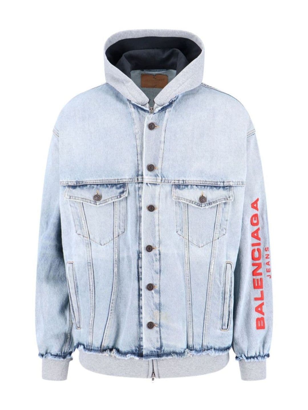 Balenciaga Light Blue Hooded Denim Jacket - view 1