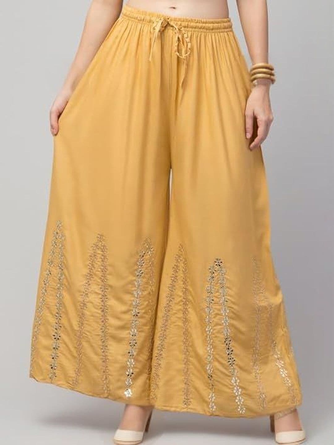 Thrifty Thread Women Embellished Flared Knitted Ethnic Palazzos - view 1