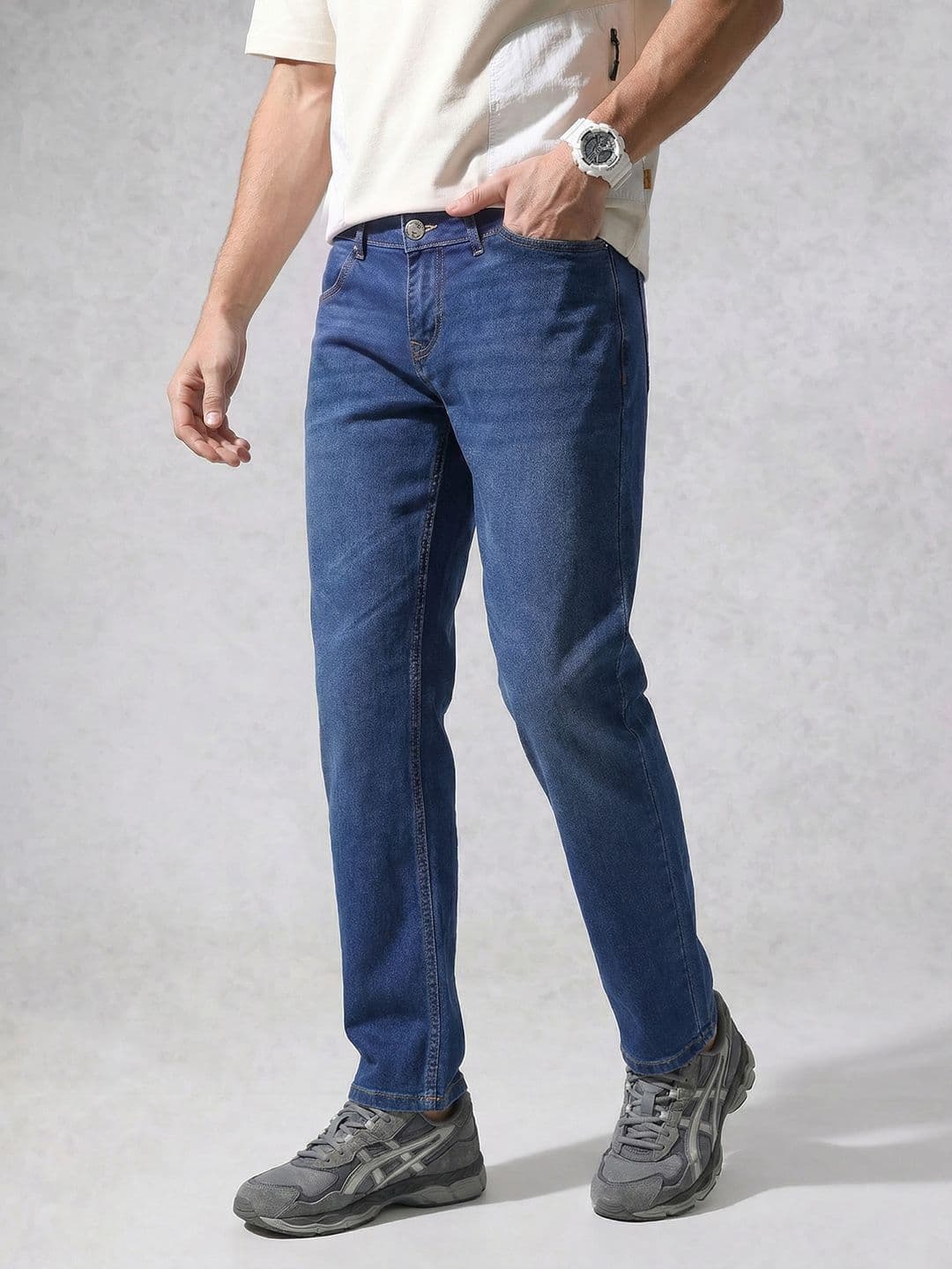 WROGN Men Anti Fit Mid-Rise Light Fade Stretchable Jeans - view 1