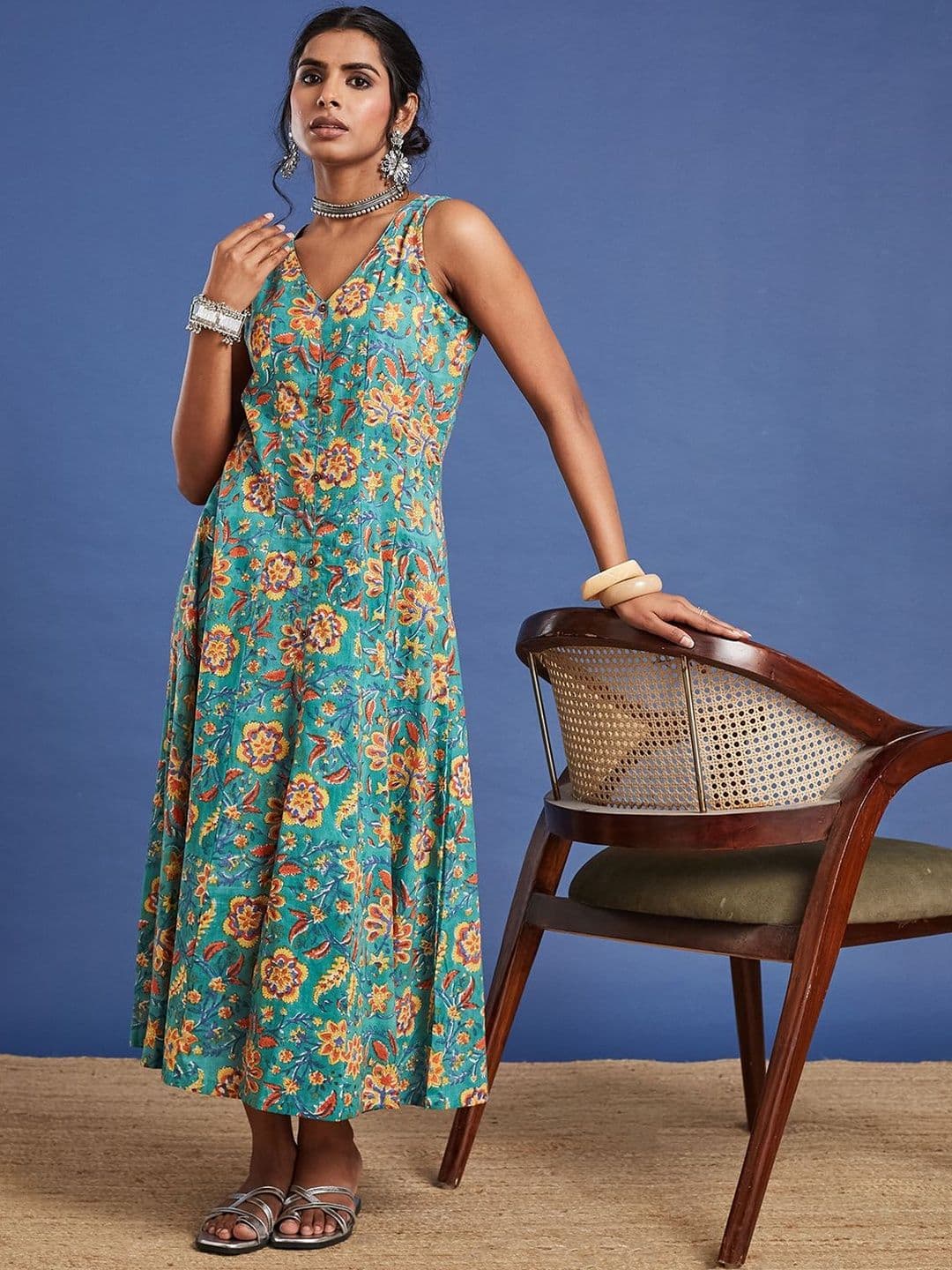 Taavi Block Print Ethnic Dress - view 1