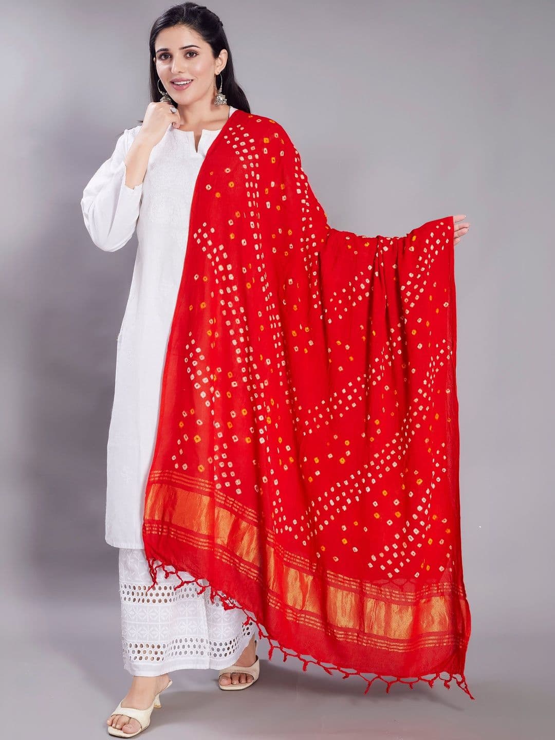 KALINI Printed Bandhani Dupatta with Zari - view 1