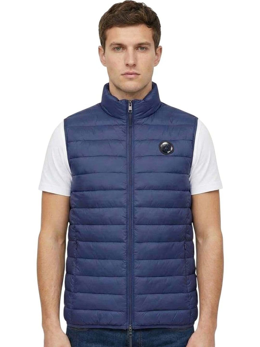 Cavalli Class Navy Blue Logo Puffer Vest - view 1