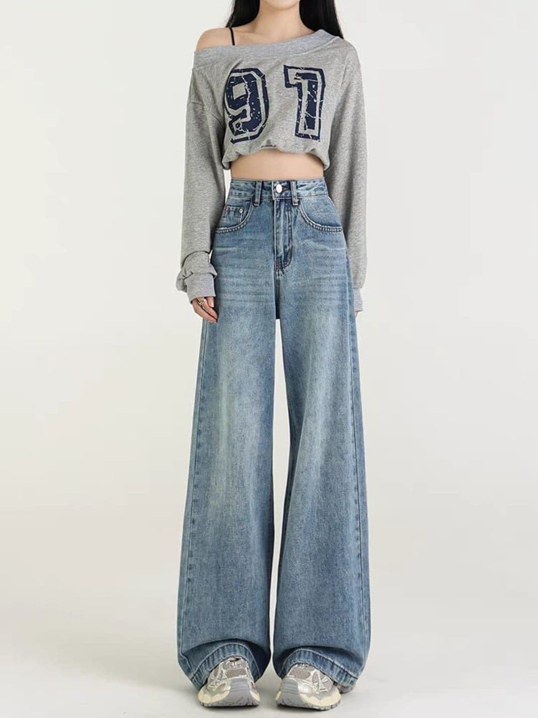 Off Duty India Backfield Aura Low Distress Light Fade High-Rise Wide Leg Jeans - view 1