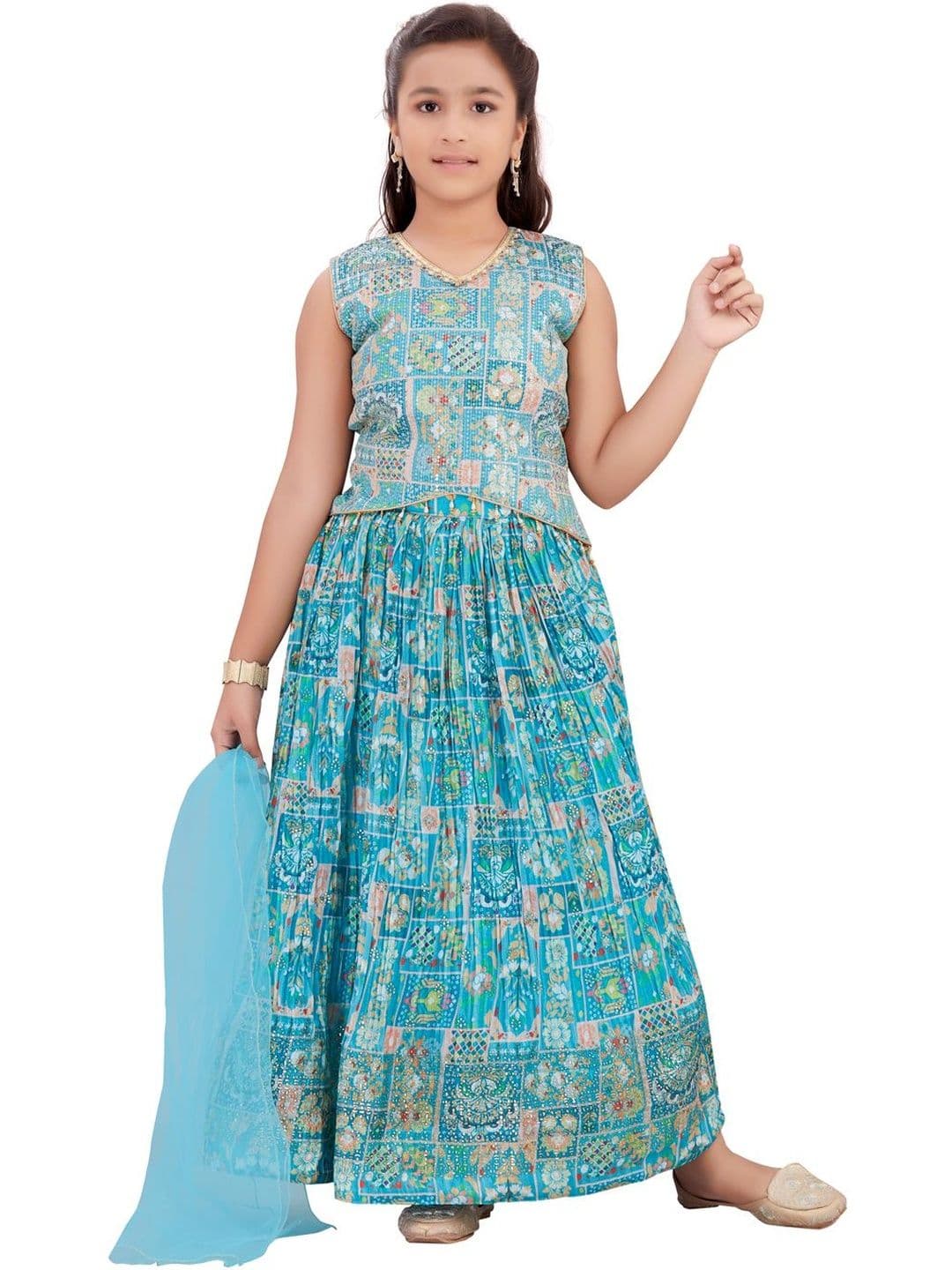 Aarika Girls Printed Sequinned Ready to Wear Lehenga & Blouse With Dupatta - view 1
