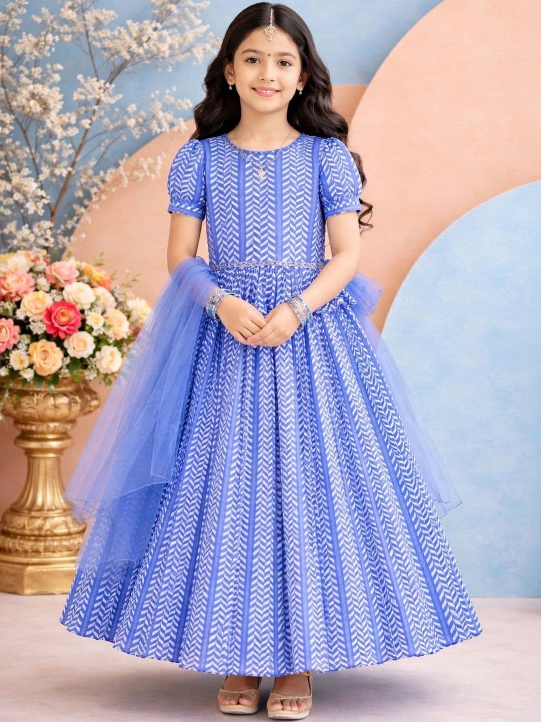 KALINI Girls Printed Ready to Wear Lehenga & Blouse With Dupatta - view 1