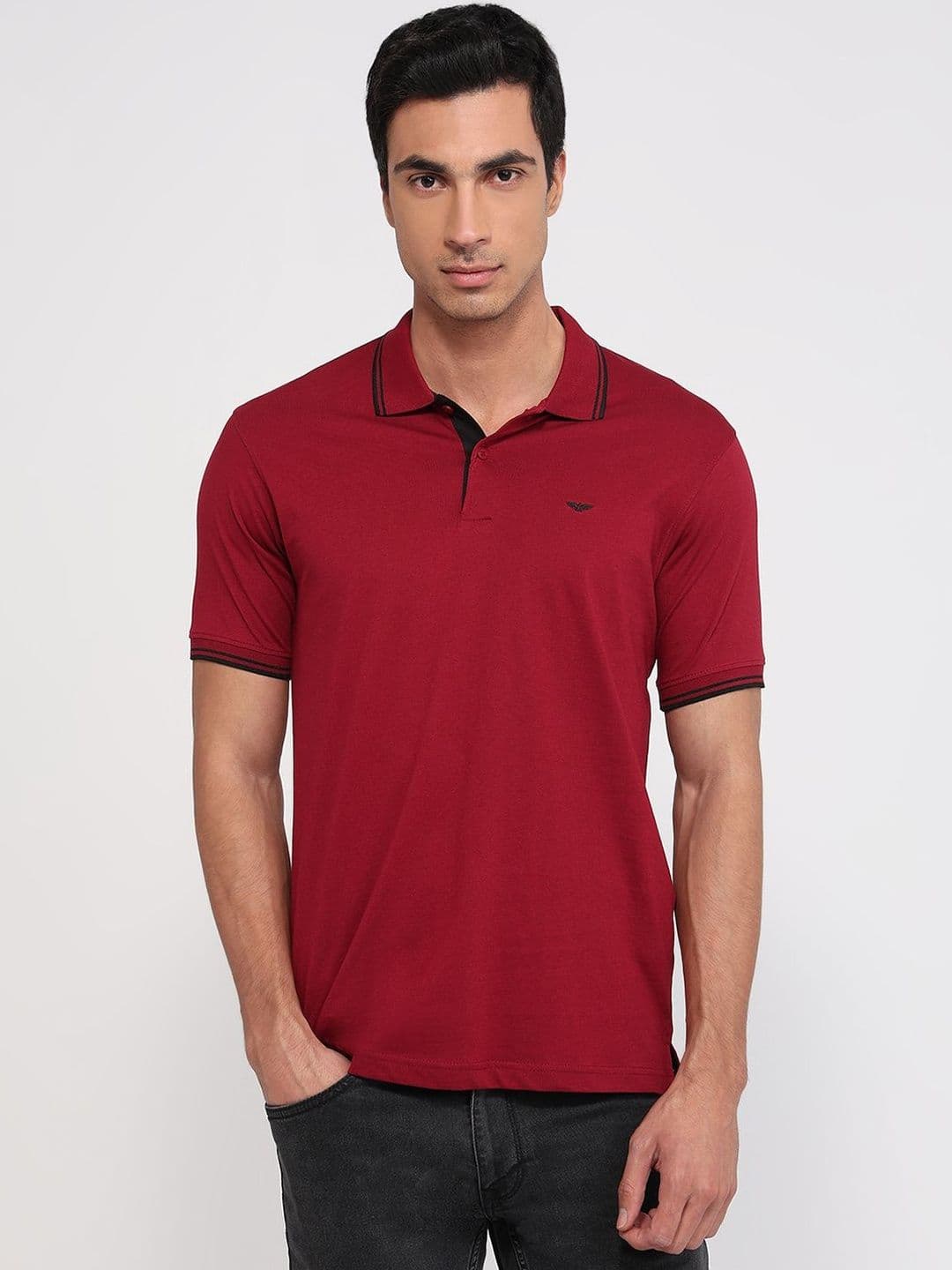 Park Avenue Men Brand Logo Polo Collar Pure Cotton Slim Fit T-shirt - view 1