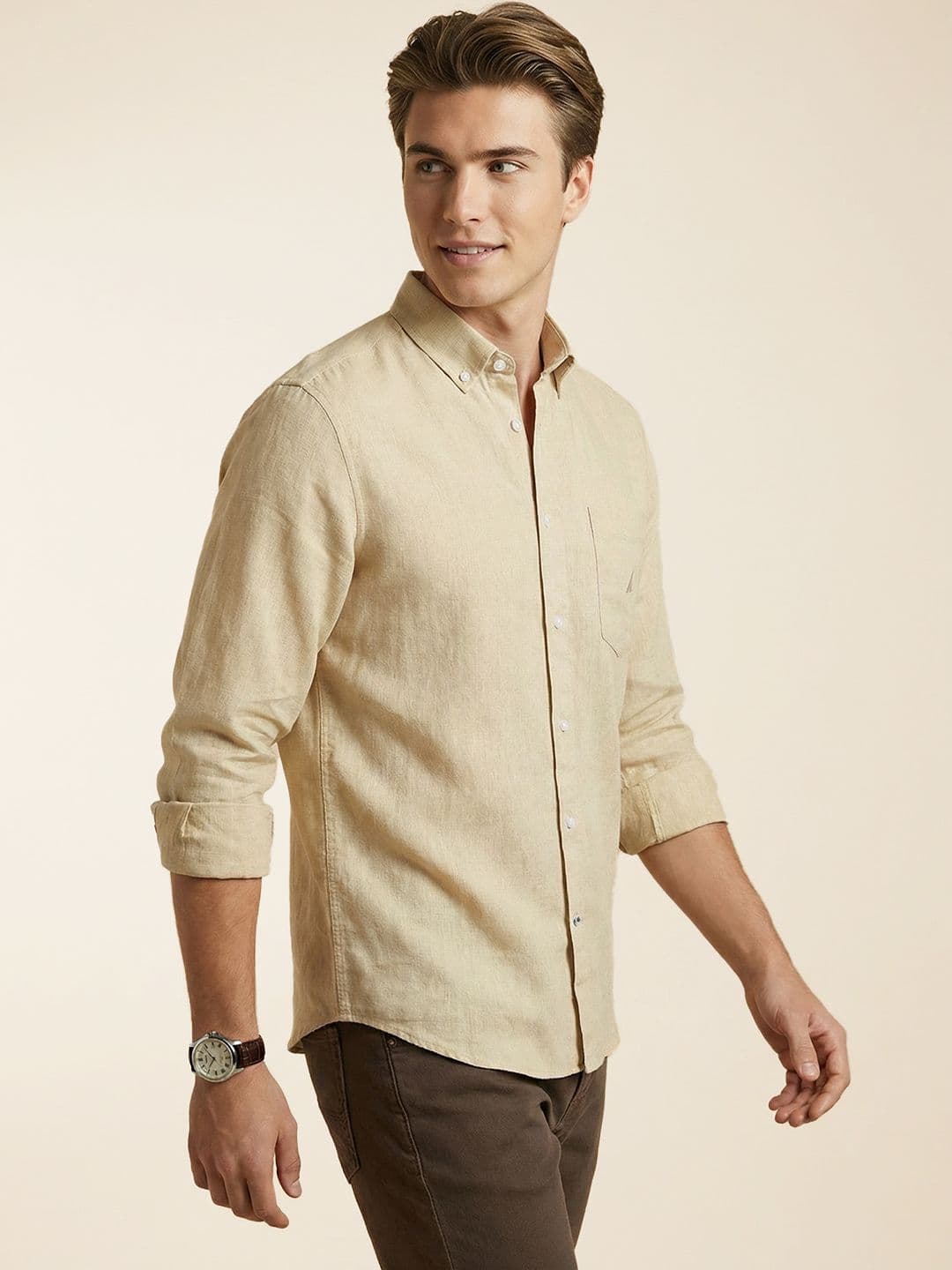 Nautica Slim Fit Button-Down Linen Casual Shirt - view 1