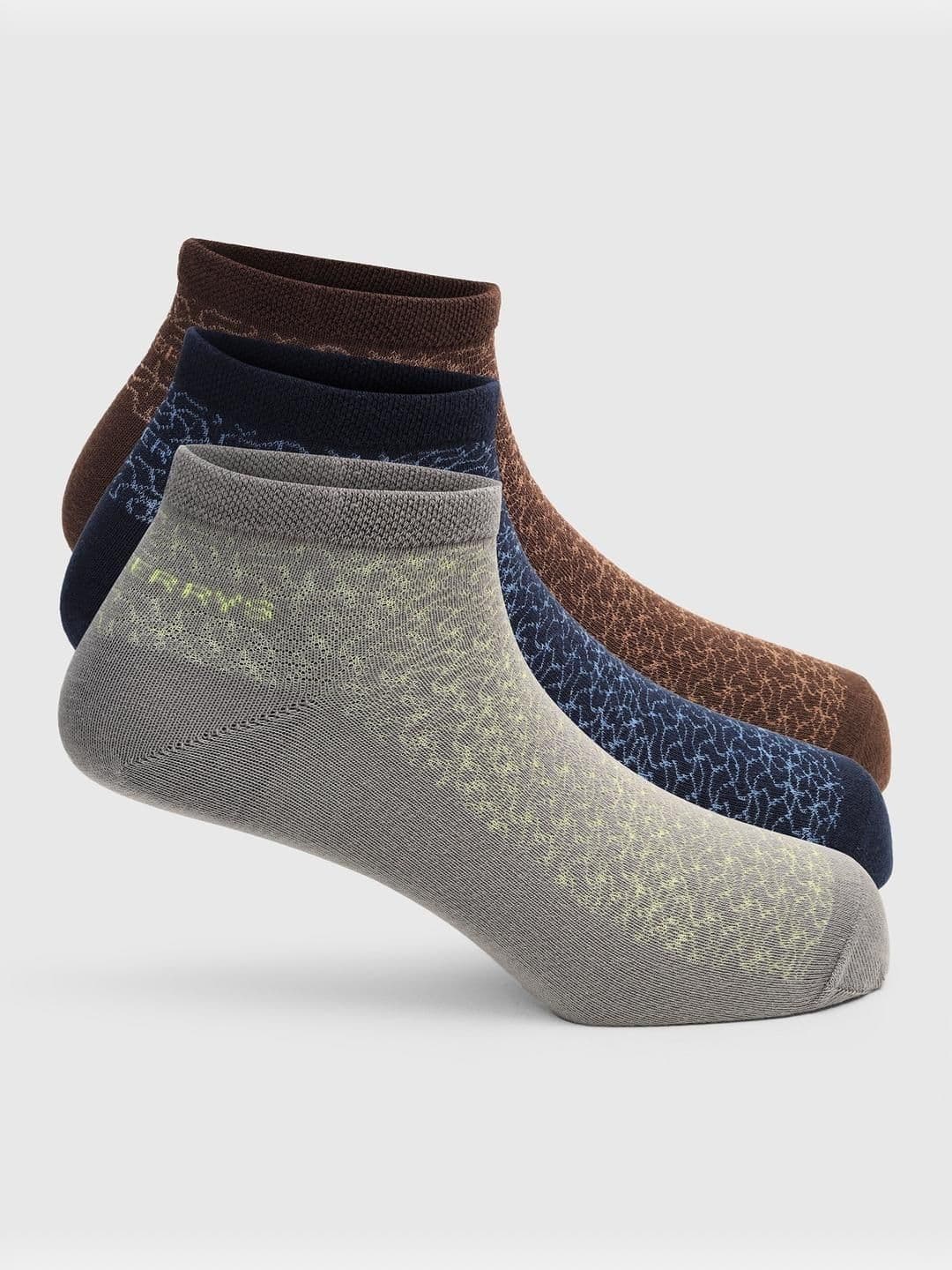 Blackberrys Men Pack of 3 Cotton Assorted Patterned Ankle Length Socks - view 1