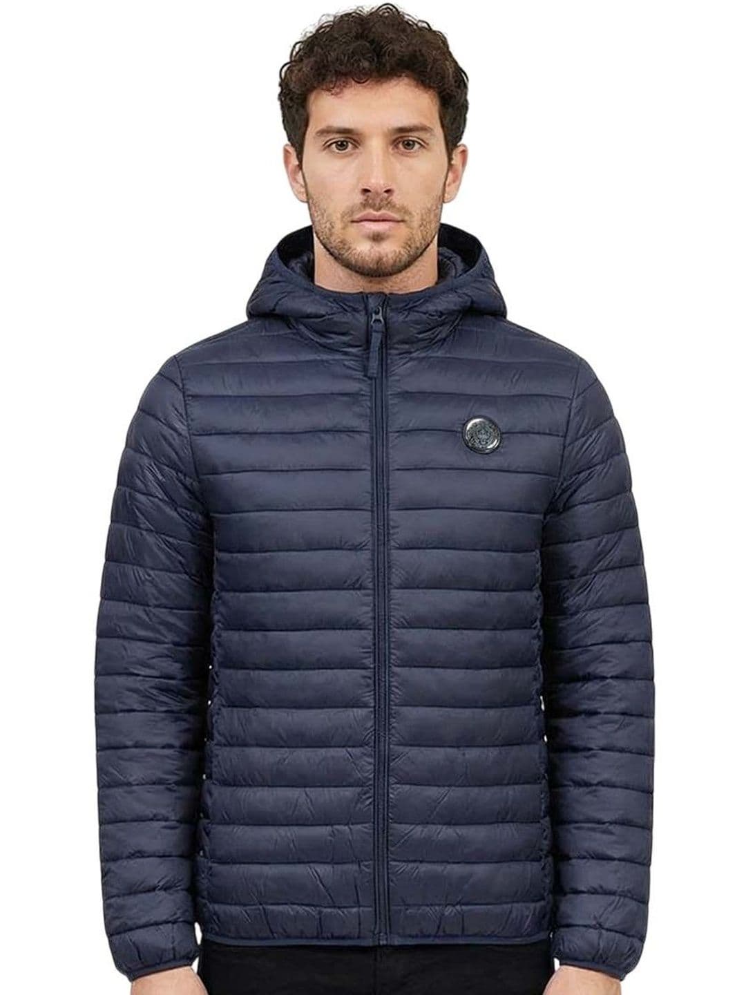 Cavalli Class Navy Blue Logo Patch Puffer Jacket - view 1